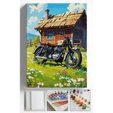 Sayılarla Boyama Çerçeveli Hobi Seti Numaralı Tuval Fırça Boya Dahil Kasnaklı 40X50 cm MOTOR1A