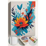 Sayılarla Boyama Çerçeveli Hobi Seti Numaralı Tuval Fırça Boya Dahil Kasnaklı 40X50 cm Tekin Çiçek