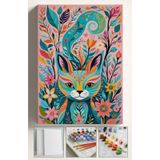 Sayılarla Boyama Çerçeveli Hobi Seti Numaralı Tuval Fırça Boya Dahil Kasnaklı Grafiti Kedi 40x50 Cm