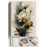 Sayılarla Boyama Çerçeveli Hobi Seti Numaralı Tuval Fırça Boya Dahil Kasnaklı Sarı Çiçek 40x50 Cm