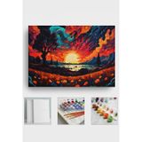Sayılarla Boyama Çerçeveli Hobi Seti Numaralı Tuval Fırça Boya Kasnaklı 40x50 Cm Karanlık Gökyüzü