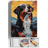 Sayılarla Boyama Çerçeveli Hobi Seti Numaralı Tuval Köpek Fırça Boya Dahil Kasnaklı 40x50 Cm