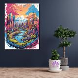 Sayılarla Boyama Hobi Seti Renkli Baskı 80x100 cm: Büyülü Dağ