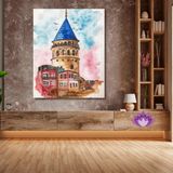 Sayılarla Boyama Hobi Seti Renkli Baskı 80x100 cm: Galata Kulesi 2