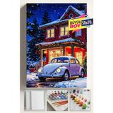 Sayılarla Boyama Seti Numaralı Tuval Fırça Boya Dahil Kasnaklı Set 50X70 cm - Beyaz Vosvos