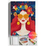 Sayılarla Boyama Seti Numaralı Tuval Fırça Boya Dahil Kasnaklı Set 50X70 cm - Çiçek GÖKYÜZÜ001