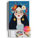 Sayılarla Boyama Seti Numaralı Tuval Fırça Boya Dahil Kasnaklı Set 50X70 cm - Çiçek GÖKYÜZÜ002