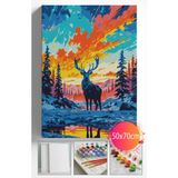 Sayılarla Boyama Seti Numaralı Tuval Fırça Boya Dahil Kasnaklı Set 50X70 cm - Geyik