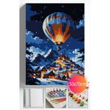 Sayılarla Boyama Seti Numaralı Tuval Fırça Boya Dahil Kasnaklı Set 50X70 cm - Işıklı Balon