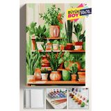 Sayılarla Boyama Seti Numaralı Tuval Fırça Boya Dahil Kasnaklı Set 50X70 cm - Kaktüs Çiçekler