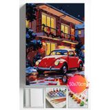 Sayılarla Boyama Seti Numaralı Tuval Fırça Boya Dahil Kasnaklı Set 50X70 cm - Kırmızı Vosvos