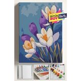 Sayılarla Boyama Seti Numaralı Tuval Fırça Boya Dahil Kasnaklı Set 50X70 cm - Mor Çiğdem