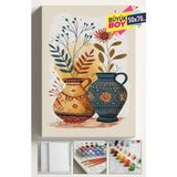Sayılarla Boyama Seti Numaralı Tuval Fırça Boya Dahil Kasnaklı Set 50X70 cm -Motifli Vazo