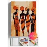 Sayılarla Boyama Seti Numaralı Tuval Fırça Boya Dahil Kasnaklı Set 50X70 cm - Sanatsal Kadınlar