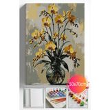 Sayılarla Boyama Seti Numaralı Tuval Fırça Boya Dahil Kasnaklı Set 50X70 cm - Sarı Orkide
