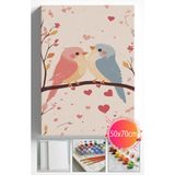 Sayılarla Boyama Seti Numaralı Tuval Fırça Boya Dahil Kasnaklı Set 50X70 cm - Sevgili Kuşlar