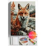 Sayılarla Boyama Seti Numaralı Tuval Fırça Boya Dahil Kasnaklı Set 50X70 cm - Tilki