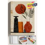 Sayılarla Boyama Seti Numaralı Tuval Fırça Boya Dahil Kasnaklı Set 50X70 cm - Vazoda 2li Yüz