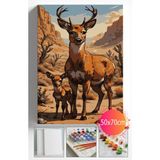 Sayılarla Boyama Seti Numaralı Tuval Fırça Boya Dahil Kasnaklı Set 50X70 cm - Yavru Geyik