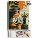 Sayılarla Boyama Seti Numaralı Tuval Fırça Boya Dahil Kasnaklı Set 50X70 cm - Yeşil Vazo Kadın