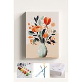 Sayılarla Boyama Seti Numaralı Tuval Fırça Boya Sanatsal Çiçekler 40x50 Cm