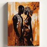 Sayılarla Boyama Tuval Hobi Seti AFRİKALI SEVGİLİLER Temalı Fırça ve Boya Dahil Set (Çıtalı) 40x50 CM Kendin Yap Sayılarla Tuval Boya Kiti (KASNAKLI)