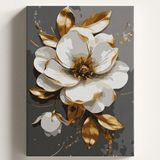 Sayılarla Boyama Tuval Hobi Seti Altın Çiçek Temalı Fırça ve Boya Dahil Set (Çıtalı) 50X70 cm Kendin Yap Sayılarla Tuval Boya Kiti (Kasnaklı) - 41 Delft Blue