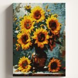 Sayılarla Boyama Tuval Hobi Seti AYÇİÇEK Temalı Fırça ve Boya Dahil Set (Çıtalı) 40x50 CM Kendin Yap Sayılarla Tuval Boya Kiti (KASNAKLI)