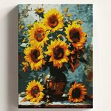 Sayılarla Boyama Tuval Hobi Seti AYÇİÇEK Temalı Fırça ve Boya Dahil Set (Çıtalı) 40x50 CM Kendin Yap Sayılarla Tuval Boya Kiti (KASNAKLI)
