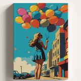Sayılarla Boyama Tuval Hobi Seti BALON KIZ Temalı Fırça ve Boya Dahil Set (Çıtalı) 50X70 CM Kendin Yap Sayılarla Tuval Boya Kiti (KASNAKLI)