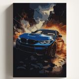 Sayılarla Boyama Tuval Hobi Seti, BMVMAVİ Temalı Fırça ve Boya Dahil Set (Çıtalı) 40x50 CM, Kendin Yap Sayılarla Tuval Boya Kiti (KASNAKLI)