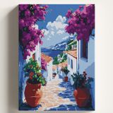 Sayılarla Boyama Tuval Hobi Seti BODRUM SOKAĞI Temalı Fırça ve Boya Dahil Set (Çıtalı) 50X70 CM Kendin Yap Sayılarla Tuval Boya Kiti (KASNAKLI)