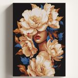 Sayılarla Boyama Tuval Hobi Seti ÇİÇEK AÇAN KADIN Temalı Fırça ve Boya Dahil Set (Çıtalı) 50X70 CM Kendin Yap Sayılarla Tuval Boya Kiti (KASNAKLI)