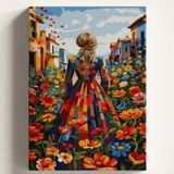 Sayılarla Boyama Tuval Hobi Seti ÇİÇEK TARLASI 2 Temalı Fırça ve Boya Dahil Set (Çıtalı) 50X70 CM Kendin Yap Sayılarla Tuval Boya Kiti (KASNAKLI)