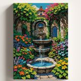 Sayılarla Boyama Tuval Hobi Seti ÇİÇEKLİ ÇEŞME Temalı Fırça ve Boya Dahil Set (Çıtalı) 40x50 CM Kendin Yap Sayılarla Tuval Boya Kiti (KASNAKLI)