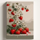 Sayılarla Boyama Tuval Hobi Seti ÇİLEK AĞACI Temalı Fırça ve Boya Dahil Set (Çıtalı) 40x50 CM Kendin Yap Sayılarla Tuval Boya Kiti (KASNAKLI)