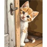 Sayılarla Boyama Tuval Hobi Seti, Fırça ve Boya Dahil Set (Çıtalı) 40X50 Cm, Kendin Yap Sayılarla Tuval Boya Kiti (Kasnaklı) (40X50, Kapı Arkası Kedi) - 0-Koyu Mavi