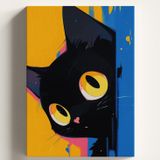 Sayılarla Boyama Tuval Hobi Seti, GİZLİ KEDİ Temalı Fırça ve Boya Dahil Set (Çıtalı) 40x50 CM, Kendin Yap Sayılarla Tuval Boya Kiti (KASNAKLI)