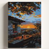 Sayılarla Boyama Tuval Hobi Seti GÜN BATIMI ŞARAP Temalı Fırça ve Boya Dahil Set (Çıtalı) 40x50 CM Kendin Yap Sayılarla Tuval Boya Kiti (KASNAKLI)