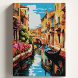 Sayılarla Boyama Tuval Hobi Seti İTALYA Temalı Fırça ve Boya Dahil Set (Çıtalı) 50X70 CM Kendin Yap Sayılarla Tuval Boya Kiti (KASNAKLI)