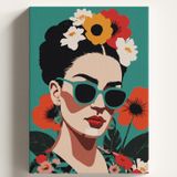 Sayılarla Boyama Tuval Hobi Seti KAHLO GÜLLÜ Temalı Fırça ve Boya Dahil Set (Çıtalı) 40x50 CM Kendin Yap Sayılarla Tuval Boya Kiti (KASNAKLI)