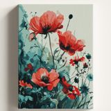 Sayılarla Boyama Tuval Hobi Seti KALDIRIM ÇİÇEĞİ Temalı Fırça ve Boya Dahil Set (Çıtalı) 50X70 CM Kendin Yap Sayılarla Tuval Boya Kiti (KASNAKLI)