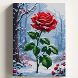 Sayılarla Boyama Tuval Hobi Seti KARDA GÜL Temalı Fırça ve Boya Dahil Set (Çıtalı) 40x50 CM Kendin Yap Sayılarla Tuval Boya Kiti (KASNAKLI)