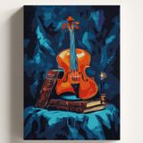 Sayılarla Boyama Tuval Hobi Seti KEMAN Temalı Fırça ve Boya Dahil Set (Çıtalı) 40x50 CM Kendin Yap Sayılarla Tuval Boya Kiti (KASNAKLI)