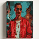 Sayılarla Boyama Tuval Hobi Seti KIRMIZI RONALDO Temalı Fırça ve Boya Dahil Set (Çıtalı) 50X70 CM Kendin Yap Sayılarla Tuval Boya Kiti (KASNAKLI)