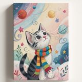 Sayılarla Boyama Tuval Hobi Seti, Kış ve Kedi Temalı Fırça ve Boya Dahil Set (Çıtalı) 40X50 - Çok Renkli