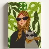 Sayılarla Boyama Tuval Hobi Seti, KOMİK KEDİ Temalı Fırça ve Boya Dahil Set (Çıtalı) 40x50 CM, Kendin Yap Sayılarla Tuval Boya Kiti (KASNAKLI)