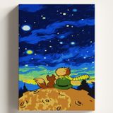 Sayılarla Boyama Tuval Hobi Seti KÜÇÜK PRENS Temalı Fırça ve Boya Dahil Set (Çıtalı) 40x50 CM Kendin Yap Sayılarla Tuval Boya Kiti (KASNAKLI)