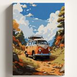 Sayılarla Boyama Tuval Hobi Seti, KÜÇÜK VOSVOS Temalı Fırça ve Boya Dahil Set (Çıtalı) 40x50 CM, Kendin Yap Sayılarla Tuval Boya Kiti (KASNAKLI)