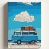 Sayılarla Boyama Tuval Hobi Seti MAVİ KAMP DENİZ Temalı Fırça ve Boya Dahil Set (Çıtalı) 50X70 CM Kendin Yap Sayılarla Tuval Boya Kiti (KASNAKLI)